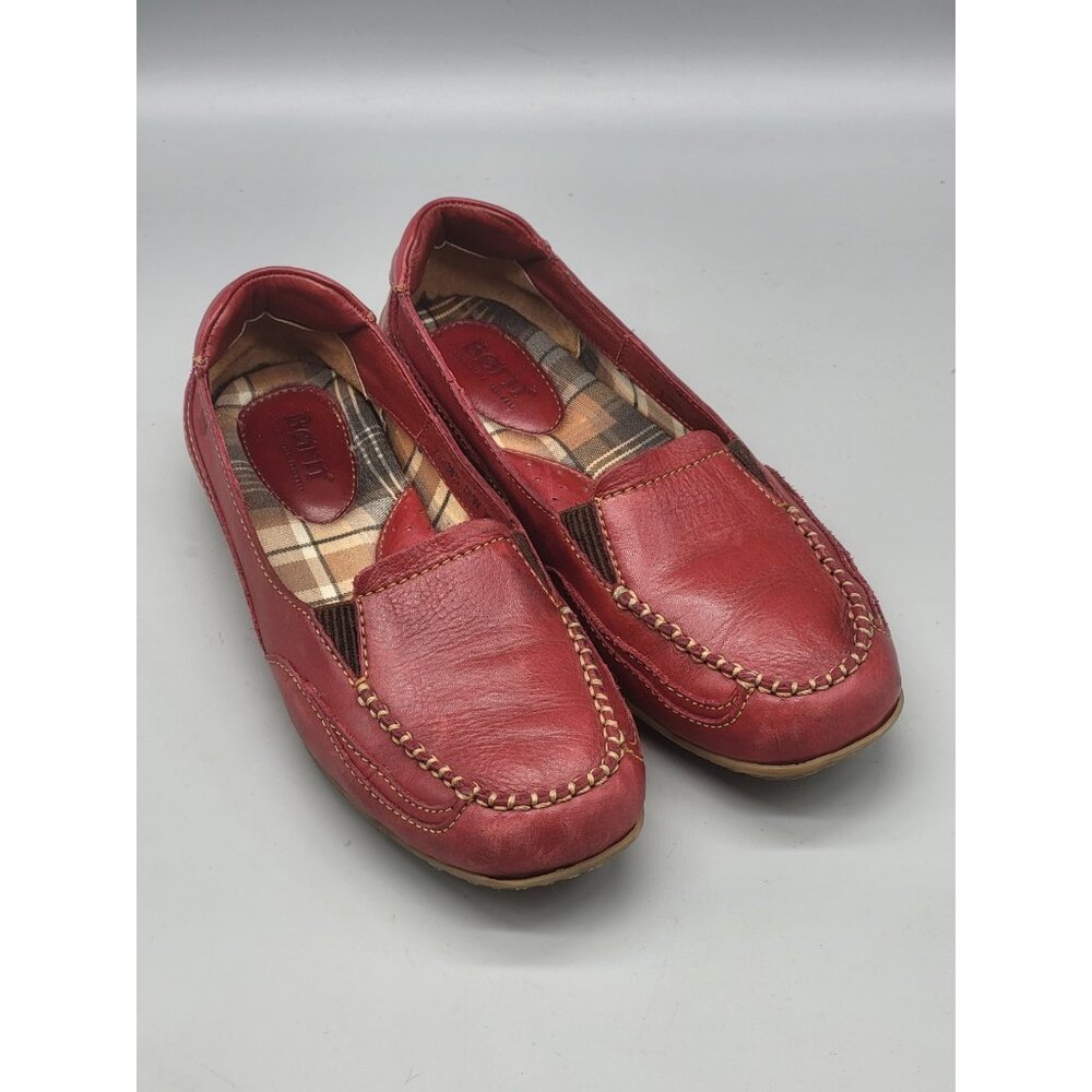 Born Diez Red Leather Loafers Sz 7.5/38.5